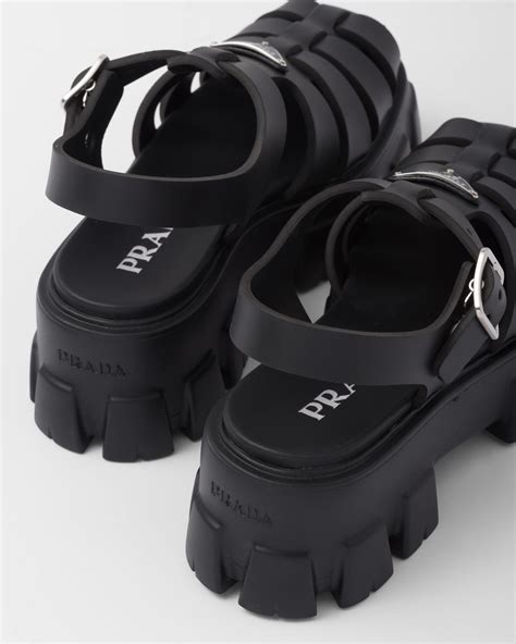 prada rubber monolith sandals|prada rubber cage platform sandals.